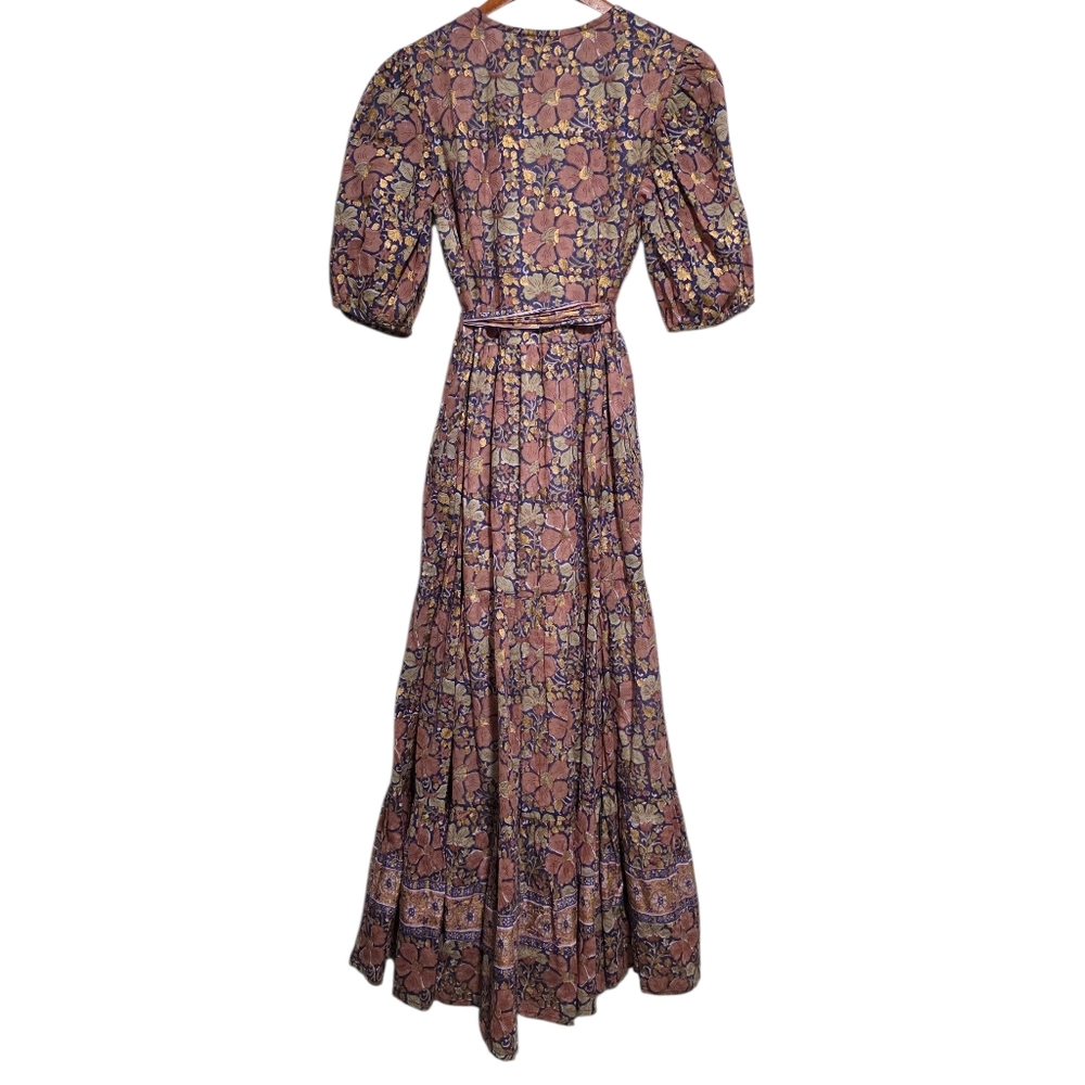 Oliphant Puff Sleeve Maxi Dress in Matera Navy Size Small - Picture 4 of 5